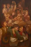 Scene from a Pub by Nadi Ken, oil on canvas, sold Aug 2020