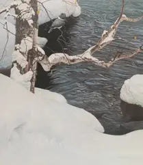 Untitled (Winter lake) by Robert Bateman, lithograph in colors, sold Aug 2020