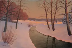 Winter Path by J.L. van der Meide, oil on canvas (unstretched), sold Aug 2020