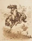 Foul Rope Left (Bronco Buster) by William Robinson Leigh, etching, sold Aug 2020