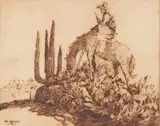Sittin' Treehill by Jack Van Ryder, etching laid down to artists board, sold Aug 2020