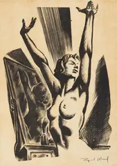 Untitled (Nude woman) by Lynd Ward, woodblock on paper laid down to mat, sold Aug 2020