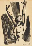 Untitled (Nude woman) by Lynd Ward, woodblock on paper laid down to mat, sold Aug 2020