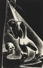 Untitled (Nude and skull) by Lynd Ward, woodblock on paper laid down to mat, sold Aug 2020