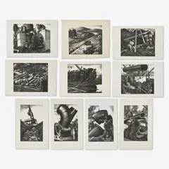 Group, ten (10) pipe construction prints by Edward Arthur Wilson, lithograph, sold Aug 2020