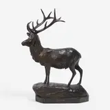 Stag by Edward Kemeys, bronze on artist applied black patina granite base, sold Aug 2020