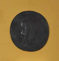 Sara Jene Braddock Relief by Alexander Phimister Proctor, bronze with artist applied black patina, the piece is mounted to a board that is lined wit, sold Aug 2020