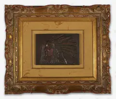 Untitled (Native American chief relief) by Henry Farny, bronze, sold Aug 2020
