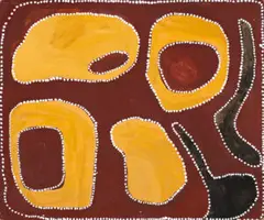 Untitled by Paddy Bedford, 1998, natural earth pigments and synthetic binder on composition board, sold Jun 2019
