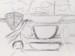 Faces And Large Boats by Ken Whisson, 2006, pen and ink on paper signed, dated and inscribed with title verso: Ken Whisson / “Faces and Large Boats” / St Kilda 29/1, offered Jun 2019