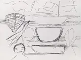 Faces And Large Boats by Ken Whisson, 2006, pen and ink on paper signed, dated and inscribed with title verso: Ken Whisson / “Faces and Large Boats” / St Kilda 29/1, offered Jun 2019