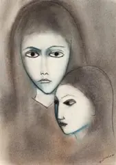 Two Figures by Robert Dickerson, pastel on card signed lower right: DICKERSON, sold Sep 2019