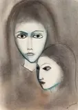 Two Figures by Robert Dickerson, pastel on card signed lower right: DICKERSON, sold Sep 2019