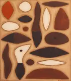 Desert Bird by John Coburn, synthetic polymer paint on paper signed lower right: Coburn inscribed with title below image: Desert Bird, sold Oct 2019