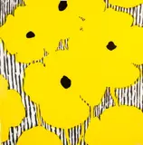 Yellow Flowers On A Striped Ground by Donald Sultan, 2002, sprayed coloured paper pulp, stencil, lithograph, woodcut and flocking edition: artists proof 3/4, edition of 12 signed, sold Oct 2019