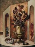 Still Life by Adrian Feint, 1958, oil on card signed, dated and inscribed upper left: Adrian Feint 1958 / STUDY inscribed with name and date on frame vers, sold Oct 2019
