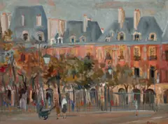Place Des Vosges by Moya Dyring, oil on canvas on composition board, offered Feb 2020