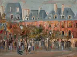 Place Des Vosges by Moya Dyring, oil on canvas on composition board, offered Feb 2020