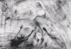 The Prisoners by David Boyd, 1962, sfumato and charcoal on paper, offered Feb 2020