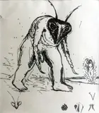 Insect Monster by Peter Booth, 1980, pen and ink on paper, sold Feb 2020