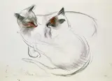 Cats by Nora Heysen, c.1960s, pastel on paper, sold Apr 2020
