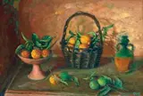 Bush Lemons In A Black Basket by Margaret Olley, c.1982, oil on composition board, sold Apr 2020