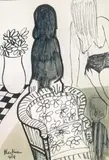 Hanging Out by Charles Blackman, 1969, pen and ink on paper, sold Apr 2020
