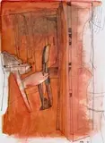 Interior by Charles Blackman, 1971, pen and ink on paper, offered Apr 2020