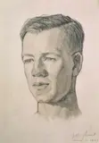 Portrait Of Basil Lott by Jeffrey Smart, 1947, pencil and wash on paper, sold Apr 2020