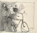Bicycle Boys (Study) by John Olsen, 1954 – 55, pen and ink and wash on paper, offered May 2020