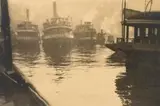 Ferries, Old Milsons Point Road by Harold Cazneaux, 1917, bromoil photograph, sold Jun 2020
