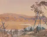 Morning Glow, Narrabeen Lake, Nsw by Hans Heysen, watercolour on paper, offered Aug 2020
