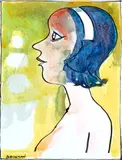 Girl With Headband by Charles Blackman, 1968, ink and watercolour on paper, sold Aug 2020