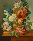 Still Life With Flowers In An Urn by Johannes Cornelis de  Bruyn, oil on canvas, sold Aug 2020