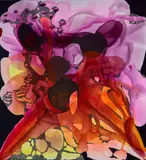 We Are All In This Together by Lara Merrett, 2011, synthetic polymer paint and ink on linen, sold Mar 2021