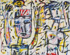 Puzzled by David Larwill, 1985, oil on canvas, sold Mar 2021