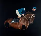 Winning By A Head by Ivan Durrant, 1973, oil on composition board, sold Mar 2021