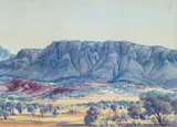Untitled (Central Australian Landscape) by Albert Namatjira, watercolour on paper, sold May 2021