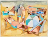 Bathers by Dorothy Braund, watercolour and gouache on paper, sold Aug 2021