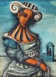 Untitled by Loudon Sainthill, ink and watercolour on paper, sold Aug 2021