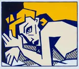 Reclining Nude by Roy Lichtenstein, 1980, from EXPRESSIONIST WOODCUTS series, sold Sep 2021