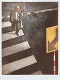 Man With Bouquet by Jeffrey Smart, 1982, etching and aquatint, sold Sep 2021
