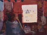 The Dingo Shooter by Clifton Pugh, 1968, oil and collage on canvas, sold Sep 2021