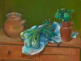 Artichokes And Fennel by Margaret Olley, 1974, oil on composition board, offered Sep 2021