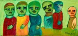 Untitled (Friends) by Mirka Mora, 1996, oil on canvas, sold Sep 2021
