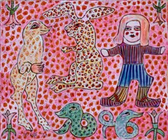 Untitled (In The Garden) by Mirka Mora, 1970, gouache and pen on card, sold Sep 2021