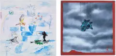 Rolling Moon And Somewhere Beautiful by Shane Cotton, 2012, two colour screenprints with synthetic polymer paint and unique additions on Arches paper, sold Mar 2022