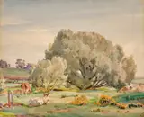 Basket Willows In Spring, Balhannah by Hans Heysen, 1935, watercolour on paper on card, sold Apr 2022