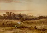 Cattle Grazing by Louis Buvelot, 1878, watercolour on paper, offered Apr 2022
