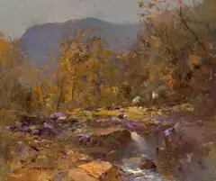 Through The Glen by Rubery Bennett, c.1955, oil on canvasboard, sold Apr 2022